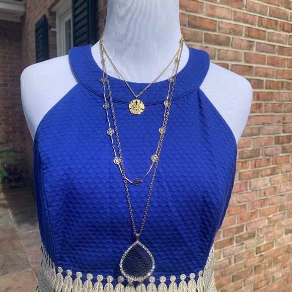 Lilly Pulitzer Gold Embroidered Dress 2 - Picture 2 of 9